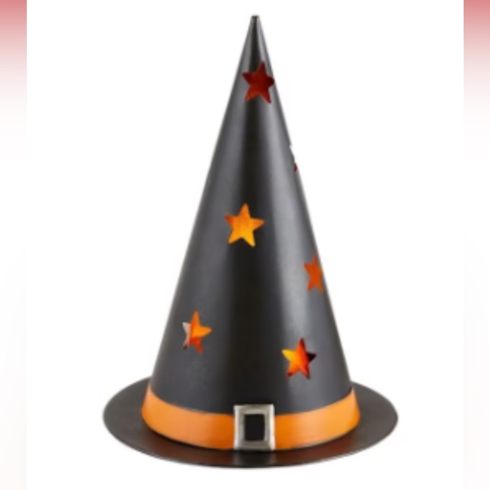 MUD PIE NWT Halloween witch hat tin lantern -black/orange